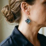 Naušnice od plavog kristala u zlatu i srebru