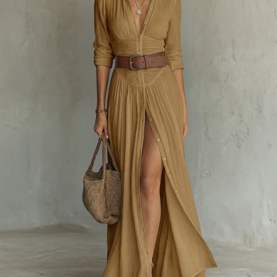 Suzanne | Maksikleid s rever kragnom