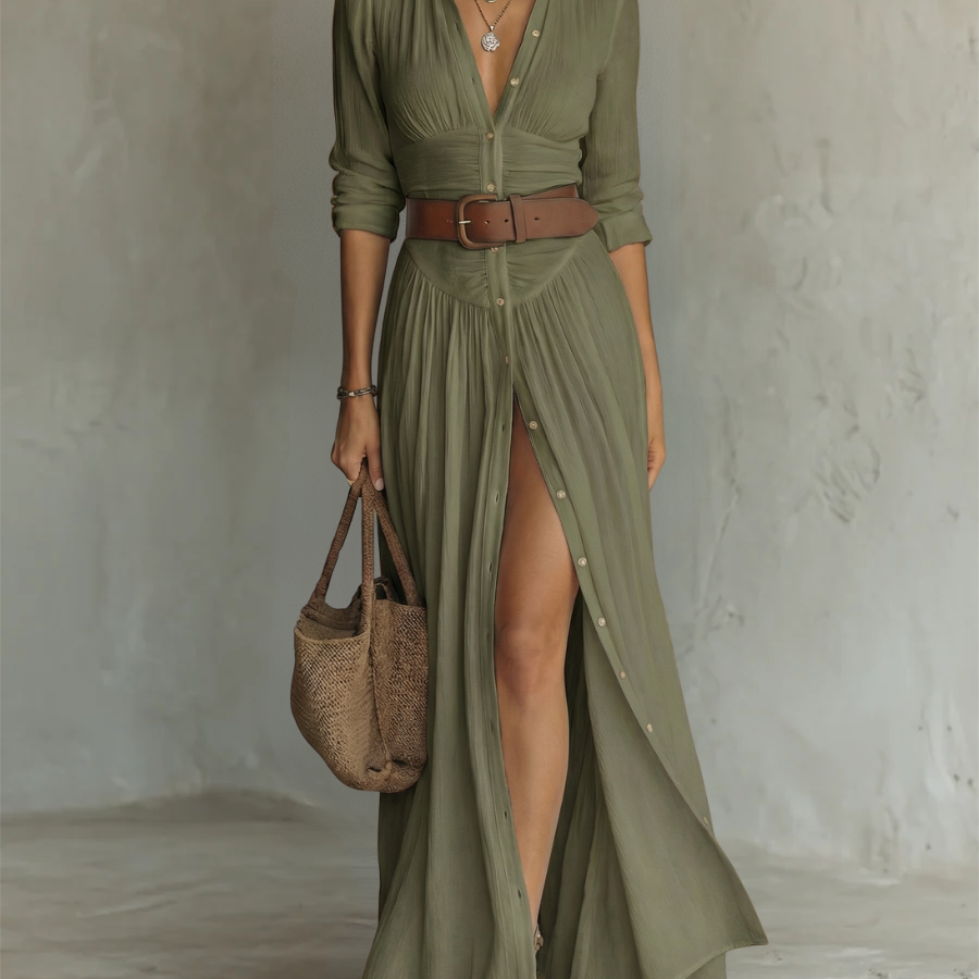 Suzanne | Maksikleid s rever kragnom